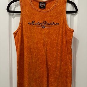 Harley-Davidson Orange Tank Top with Black Graphic